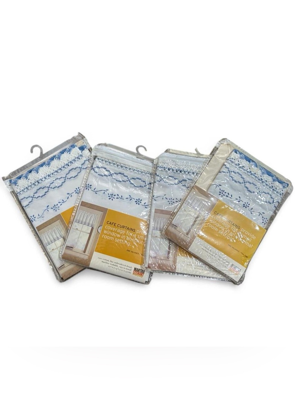 Vtg Martha Stewart Tea Time Cafe Valance Lot 4 Blue Cottagecore Discontinued